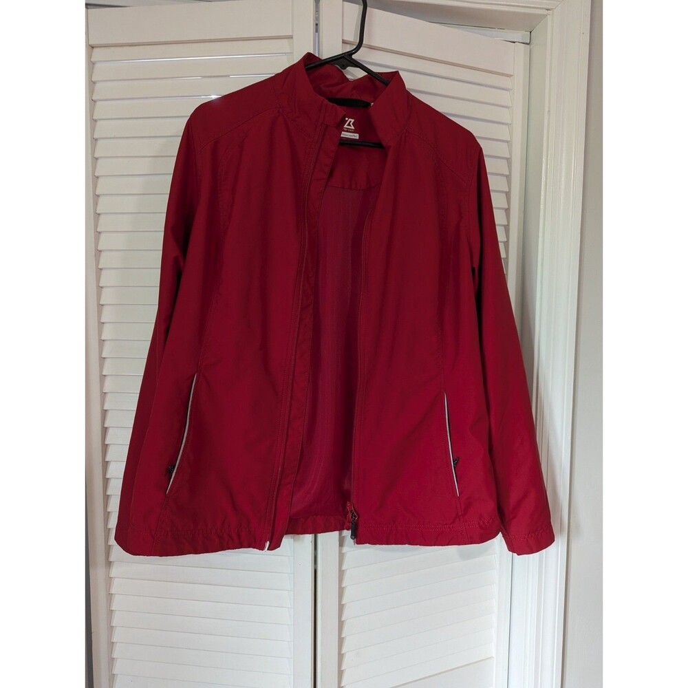 Cutter & Buck Women's Red CB WeatherTec Full Zip Windbreaker Golf Jacket Size L
